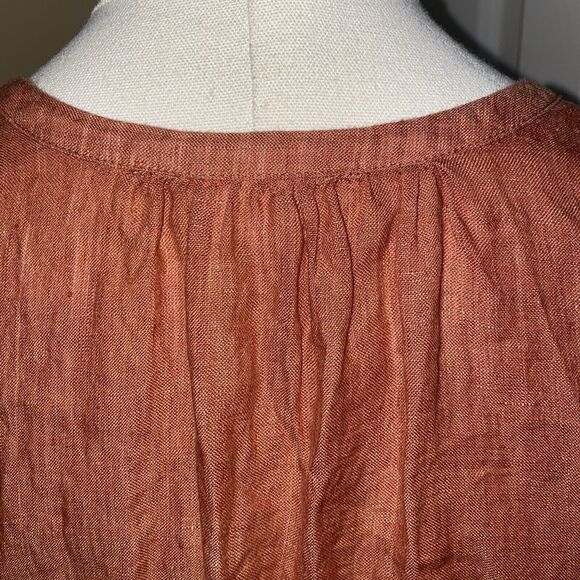 J. JILL Pure Jill 3/4 Sleeve Billowy LINEN Button Front Blouse XS Terra Cotta - Picture 6 of 8